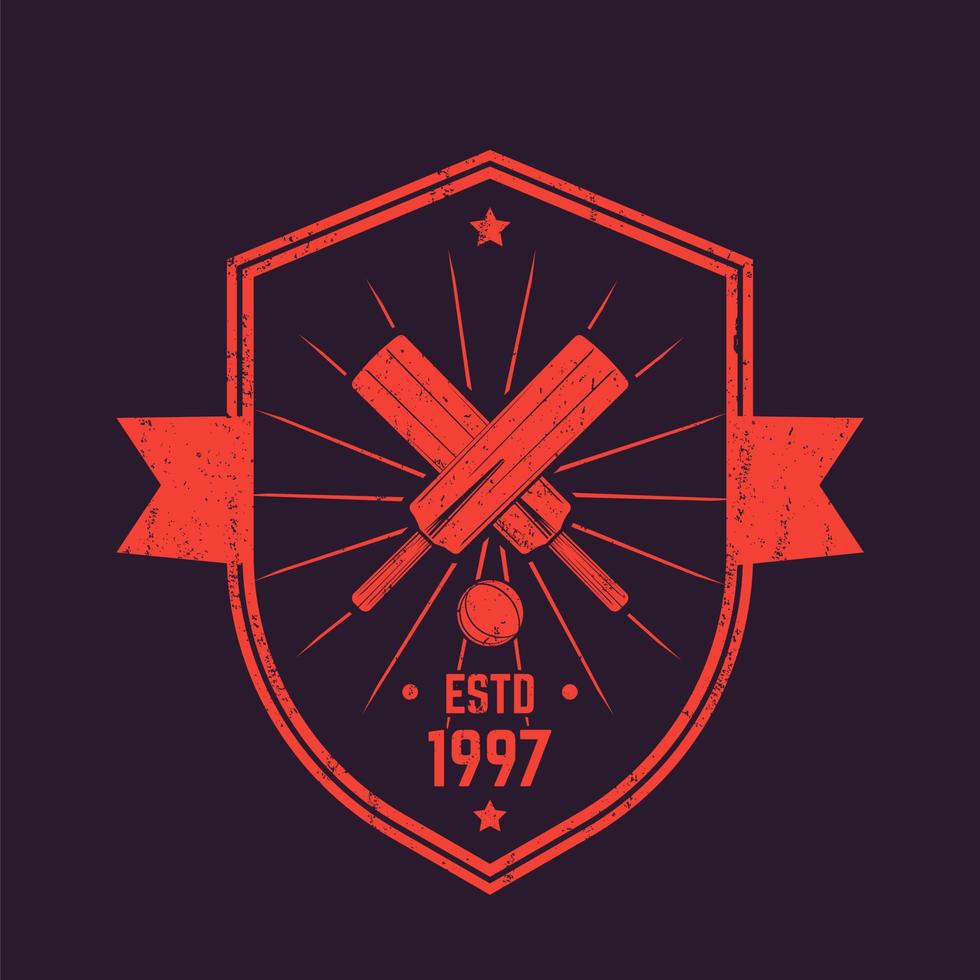 Cricket vintage logo, emblem vector
