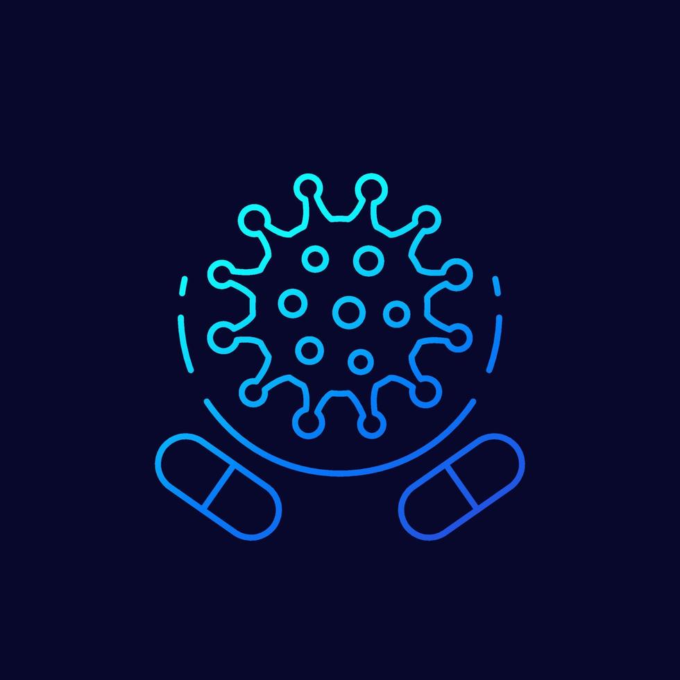 antibiotic resistance line icon with a virus vector