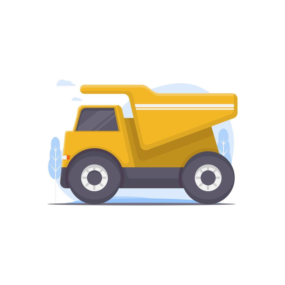 sand truck vector illustration decorated with city scenery illustration elements as background for industrial theme