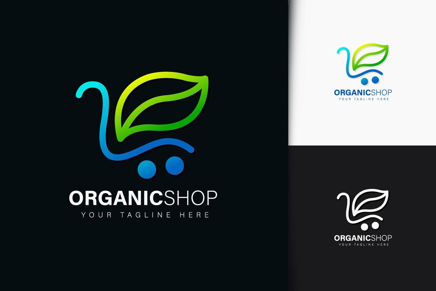 diseño de logotipo de tienda orgánica con degradado vector