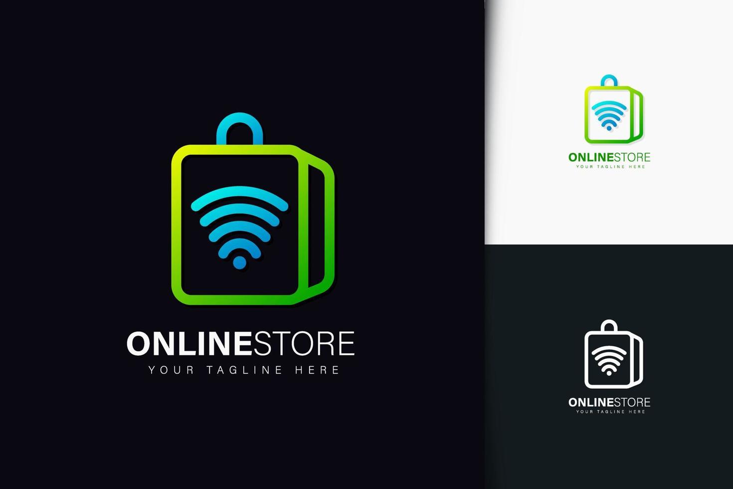 diseño de logotipo de tienda online con degradado vector