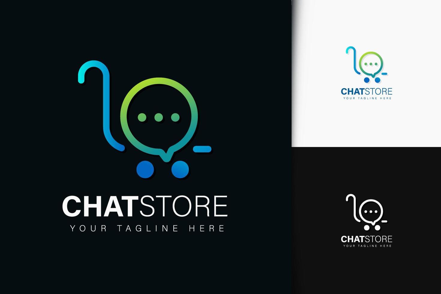 diseño de logotipo de tienda de chat con degradado vector