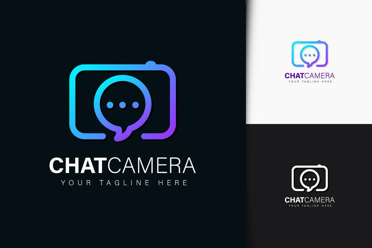 Chat camera logo design with gradient vector