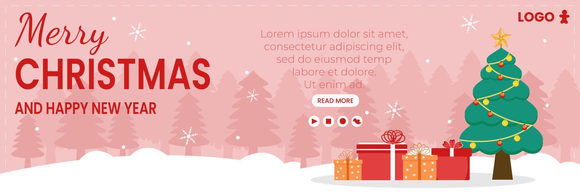 Merry Christmas Day Cover Template Flat Design Illustration Editable of Square Background Suitable for Social media, Card, Greetings and Web Internet Ads vector