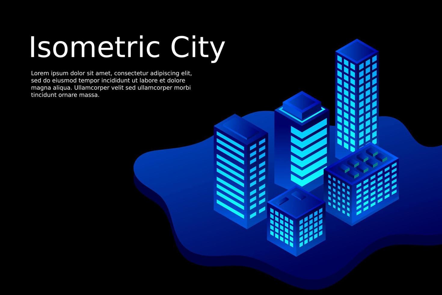 ciudad futura isométrica. concepto de la industria inmobiliaria y de la construcción vector