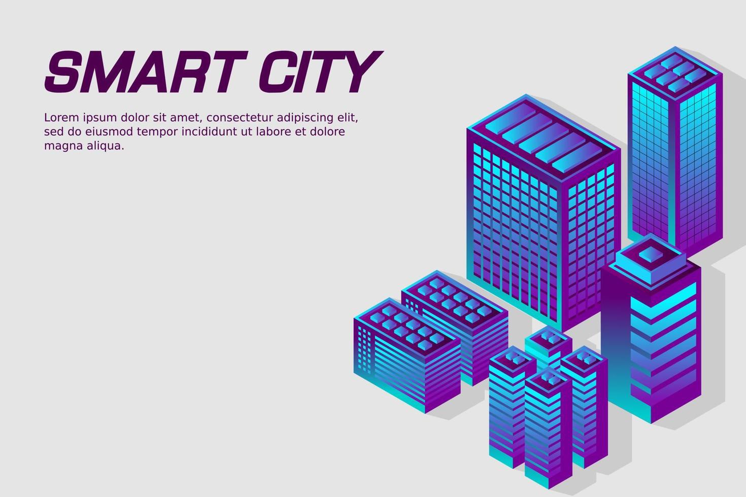 ciudad futura isométrica. concepto de la industria inmobiliaria y de la construcción vector