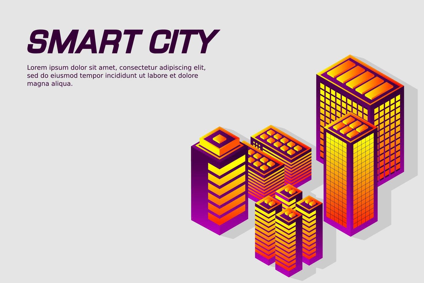 ciudad futura isométrica. concepto de la industria inmobiliaria y de la construcción vector