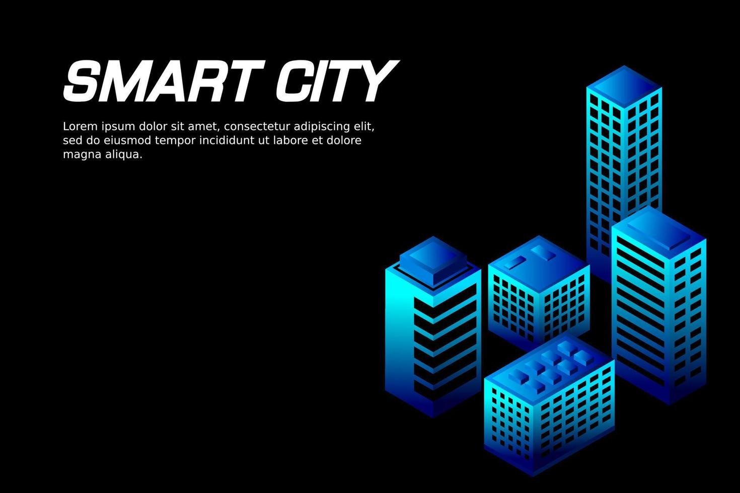 Isometric Future City. Real estate and construction industry concept vector