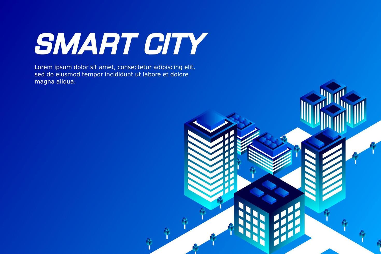 Isometric Future City. Real estate and construction industry concept vector