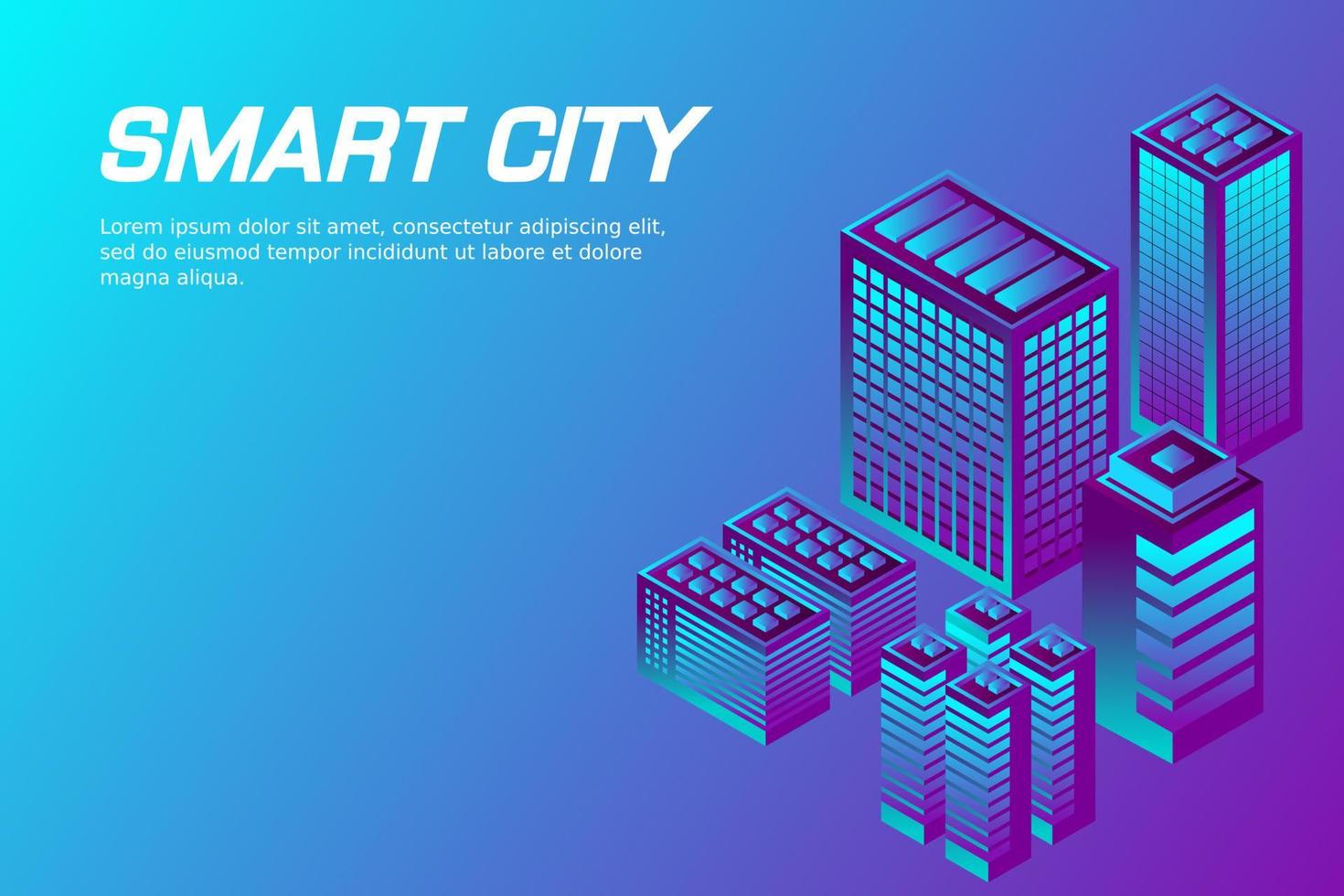 ciudad futura isométrica. concepto de la industria inmobiliaria y de la construcción vector