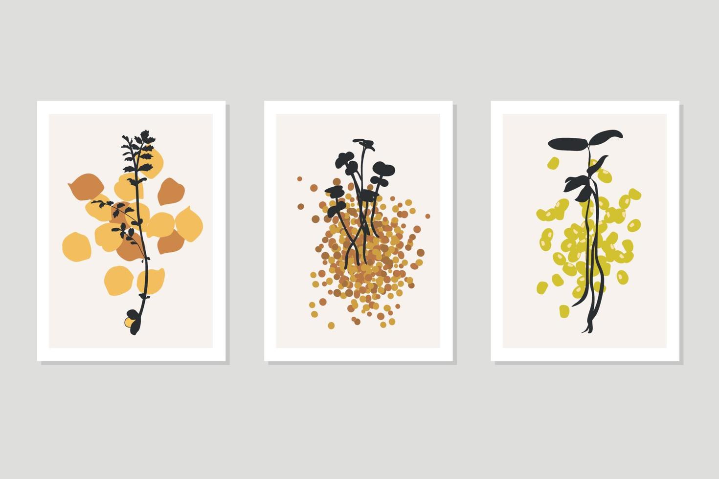 Modern paintings depicting microgreens. Wall decoration at home or restaurant. Paintings on the wall. Microgreen for decoration vector