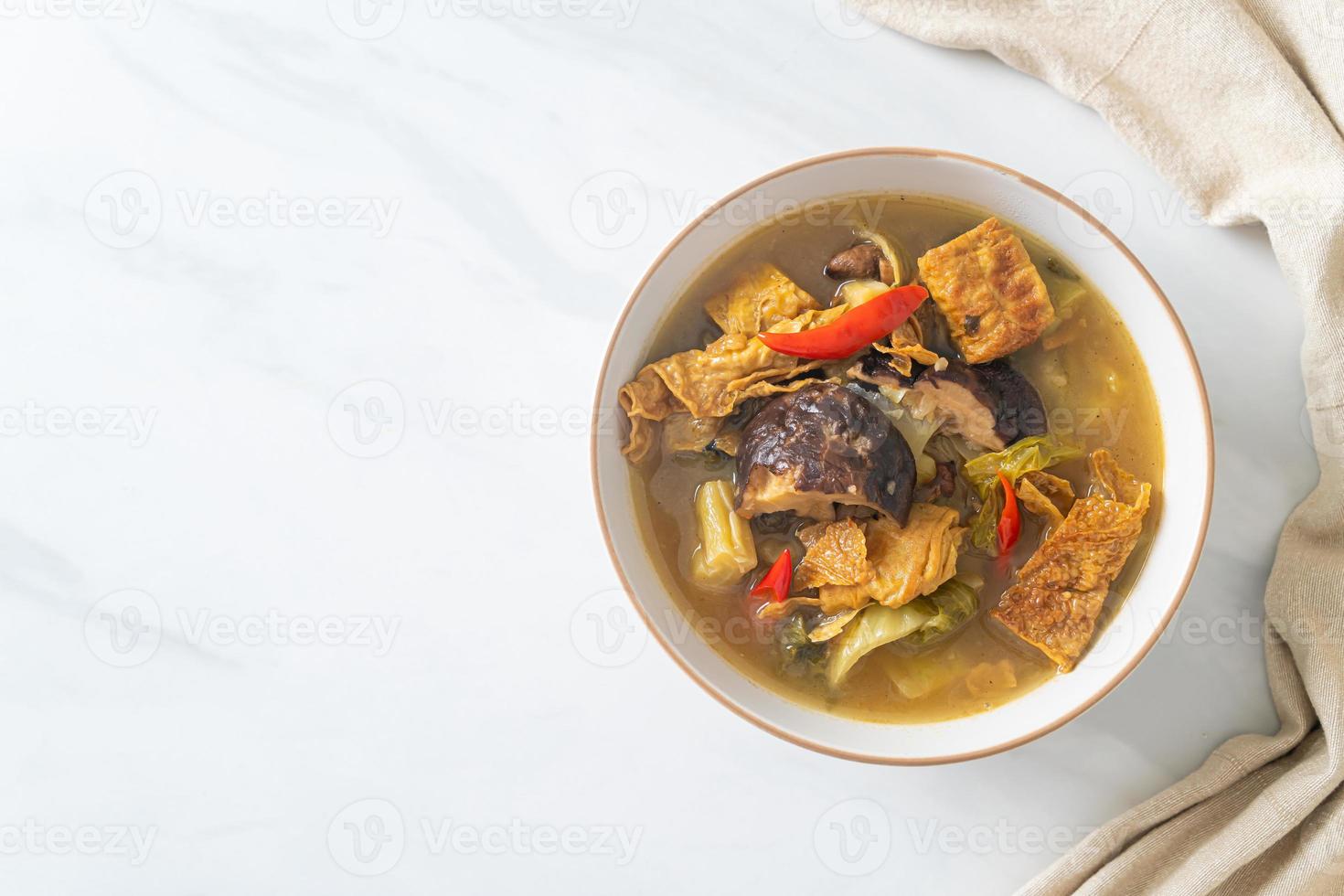 boiled pickled cabbage and bitter gourd soup photo