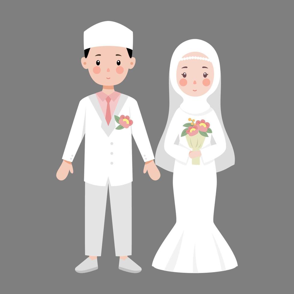 muslim wedding couple illustration for invitations vector