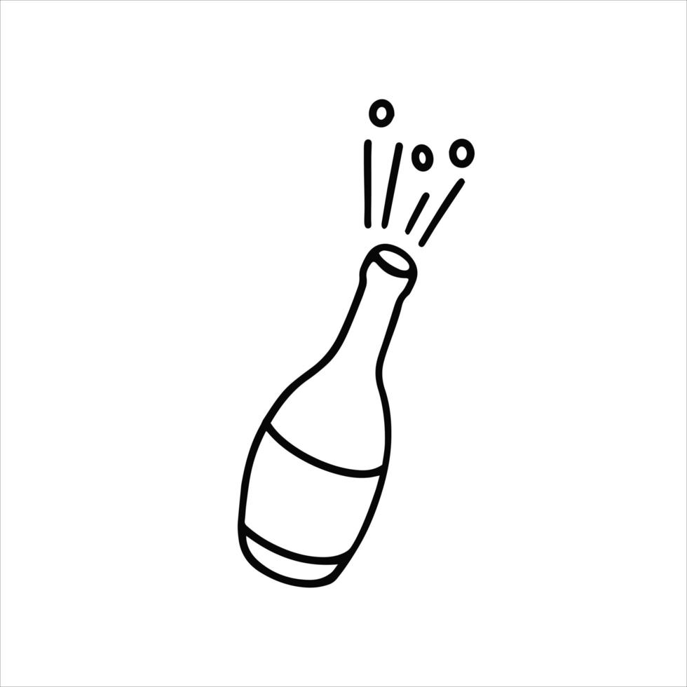 Botella de champagne. Ilustración para impresión, fondos, web de iconos, diseño de móviles, fondos de pantalla, portadas, envases, carteles, pegatinas, diseño textil y de temporada. aislado sobre fondo blanco. vector