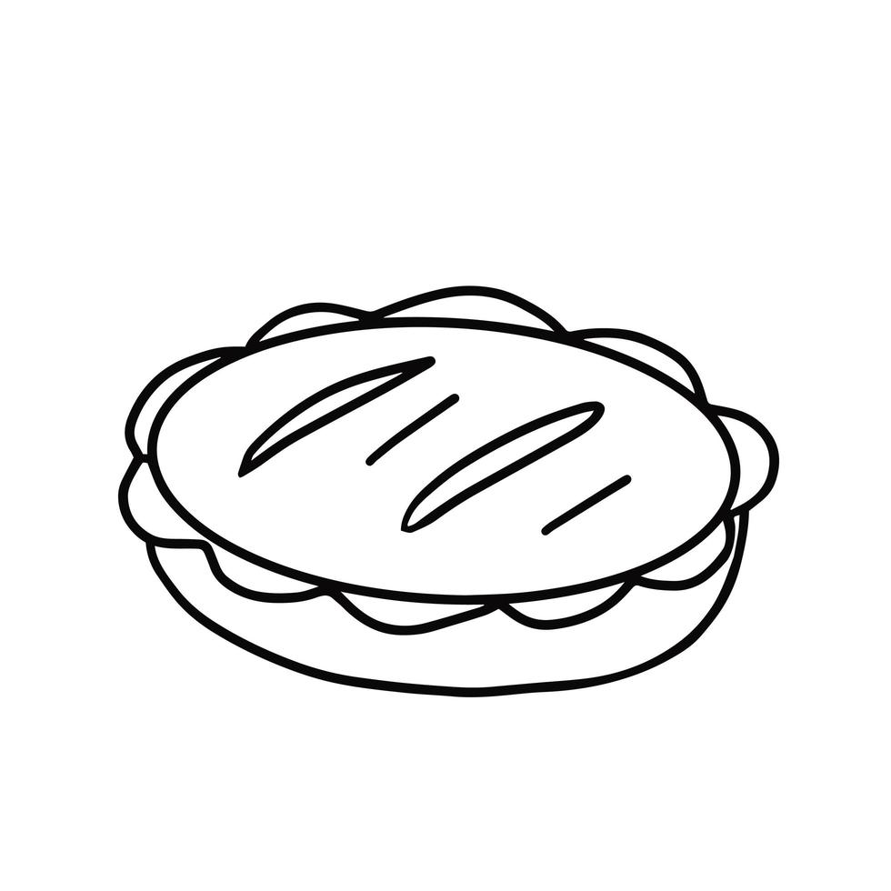 Pie outline. Illustration for printing, backgrounds, covers, packaging, greeting cards, posters, stickers, textile, seasonal design. Isolated on white background. vector