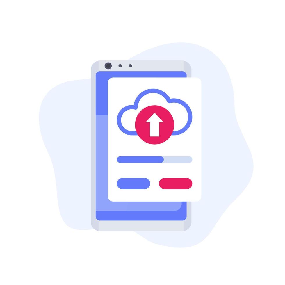 Uploading to cloud icon with a phone vector