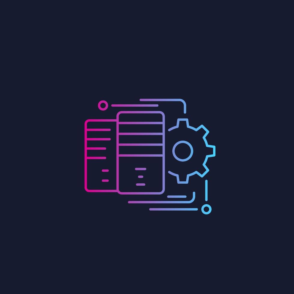 server, hosting, network configuration, linear vector icon