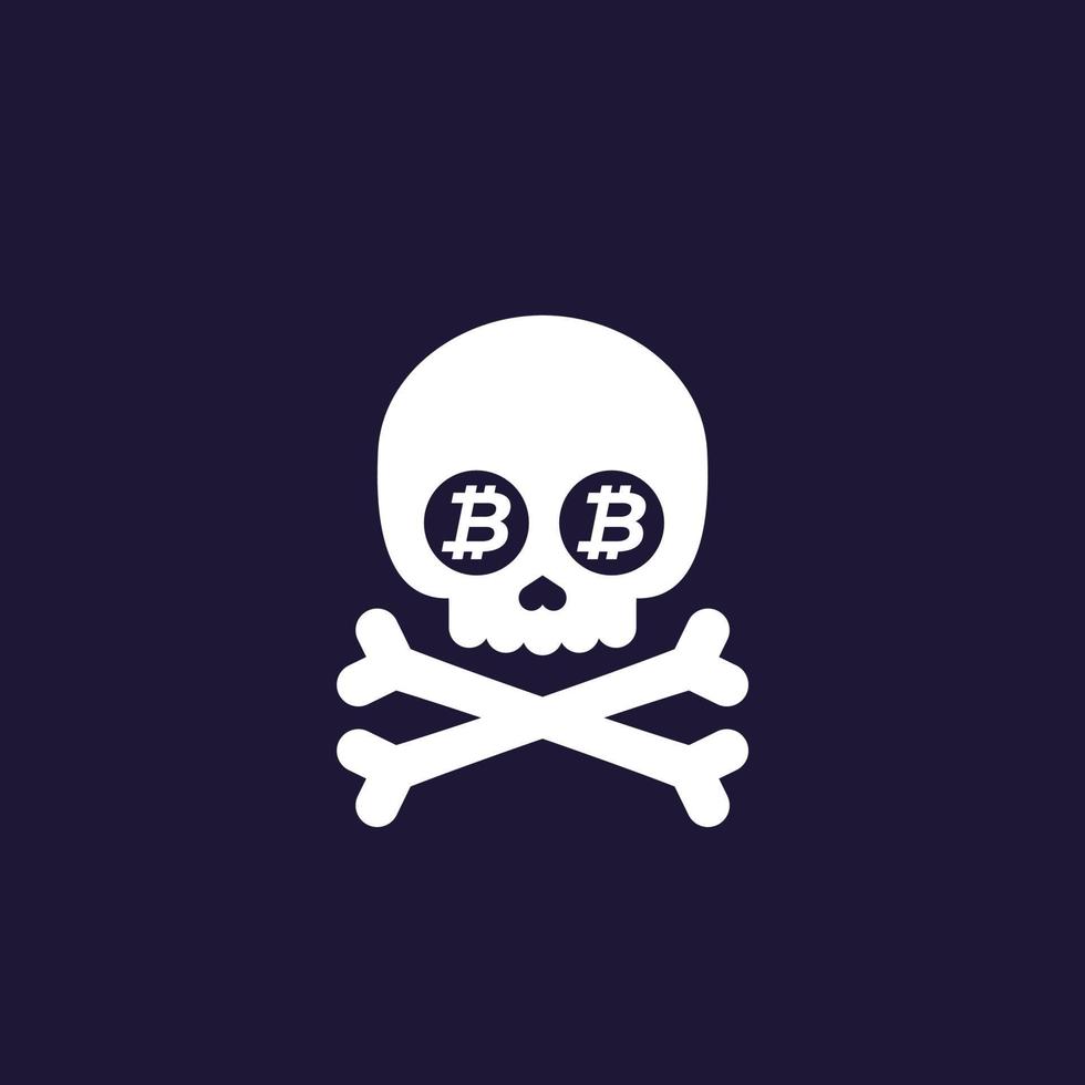the Death of Bitcoin, vector illustration with skull and bones