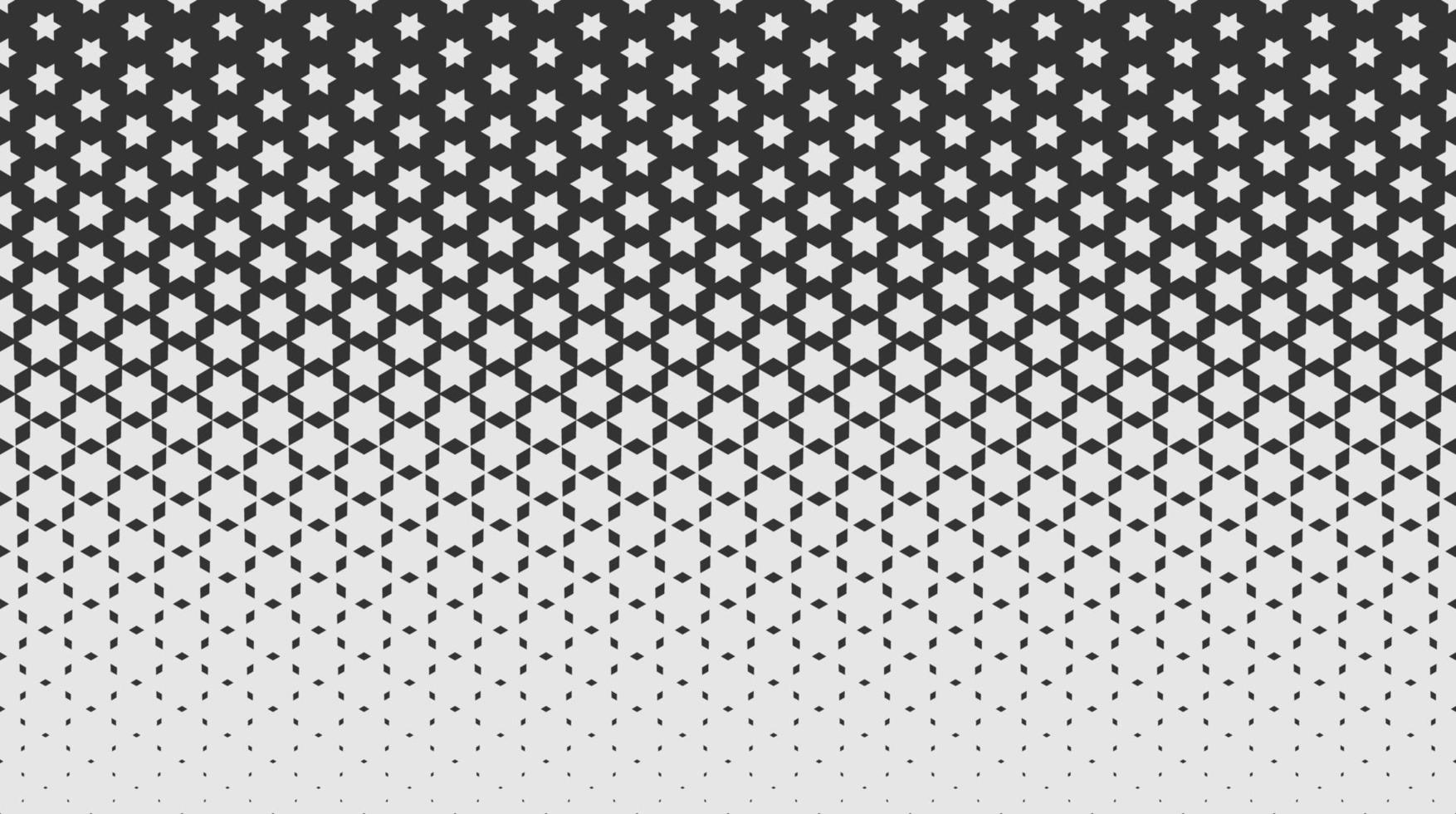 Monochrome repeating geometric texture with stars and gradient. Vector seamless pattern for background, wallpaper, textile, fabric, web site backdrop. Simple shapes.