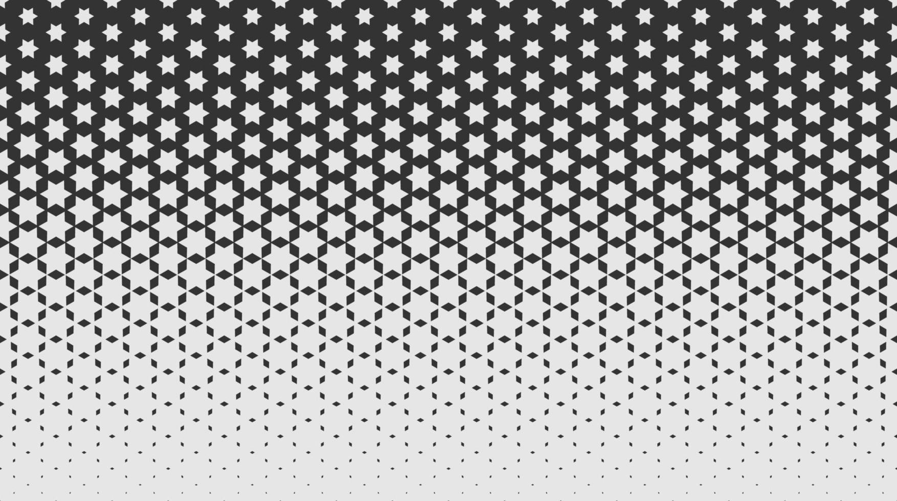 Monochrome repeating geometric texture with stars and gradient. Vector seamless pattern for background, wallpaper, textile, fabric, web site backdrop. Simple shapes.