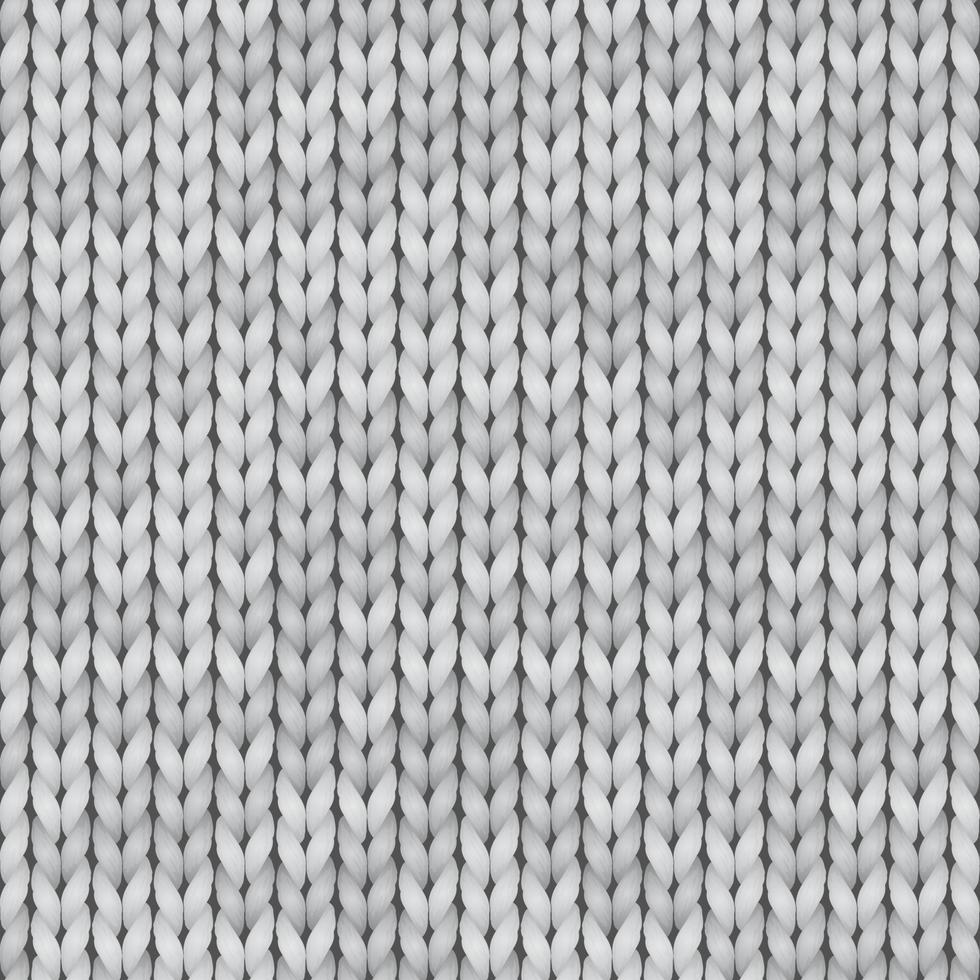 White and gray realistic knit texture seamless pattern. Vector seamless background for banner, site, card, wallpaper.
