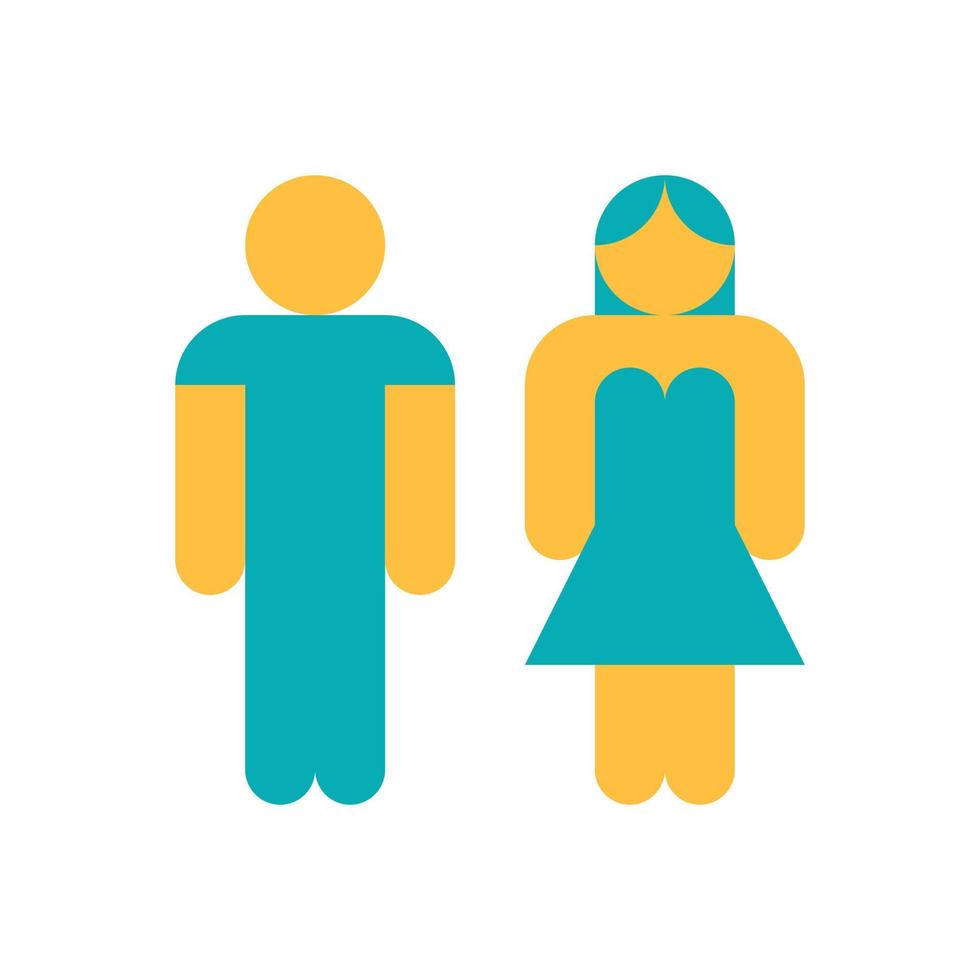 Male and female gender profile symbol. Toilet, restroom, washroom, lavatory, closet, WC, bathroom pictogram on isolated background. Vector icons of man and woman. Cartoon illustration