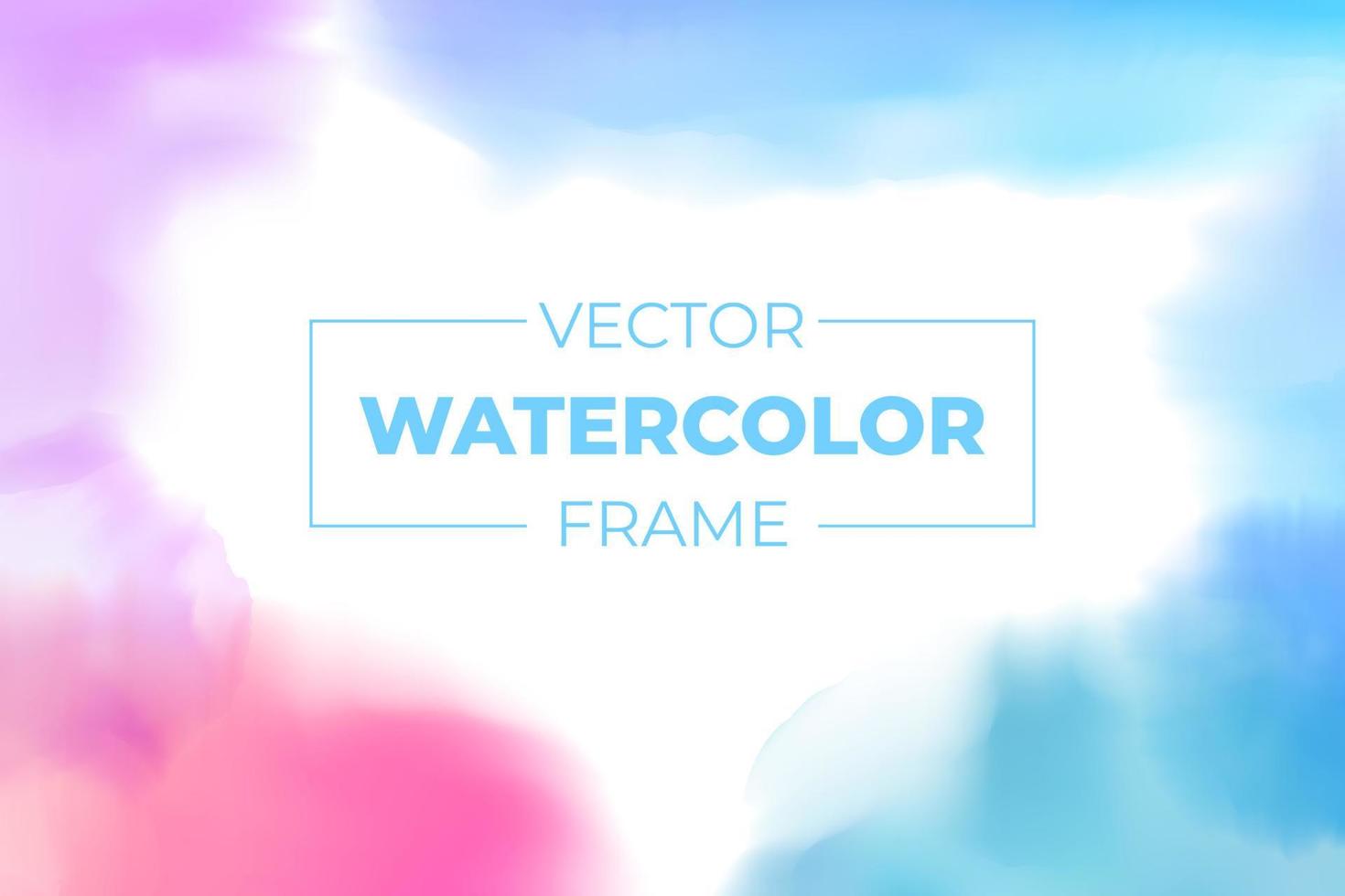 Watercolor brush strokes frame with copy space. Vector template for banner, poster, card, ad. Blue and pink watercolor frame with soft edges. Vector illustration created by Mesh tool. EPS10