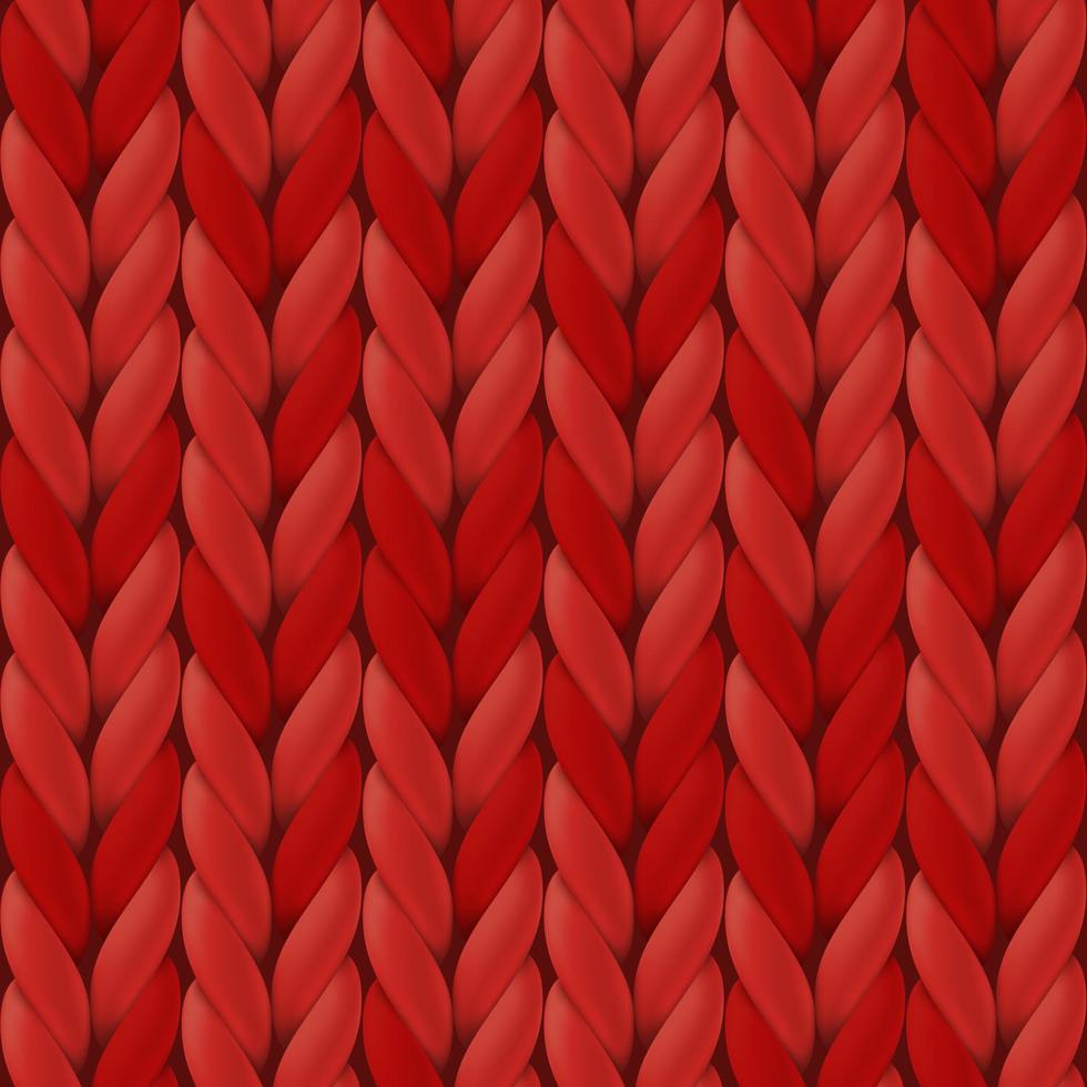 Realistic red knit texture. Seamless knitted pattern for background, wallpaper, Christmas card, invitation, banner. Vector illustration with close up merino wool.