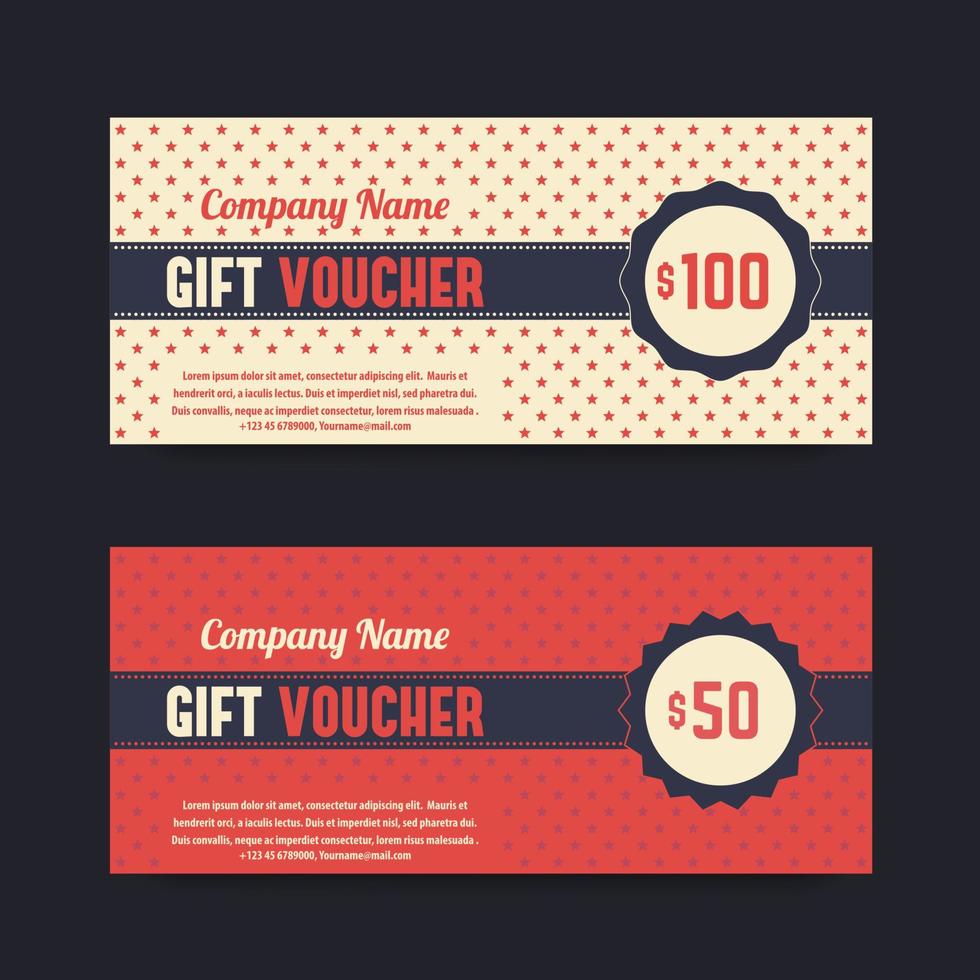 Vintage gift voucher design, templates, vector illustration