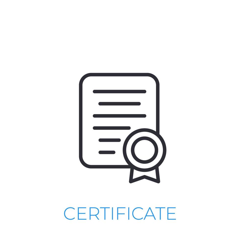 icono de certificado, estilo de línea vector