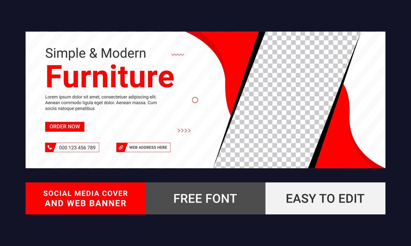 Furniture timeline cover, Abstract banner design for ads, Social media banner, Timeline cover template vector