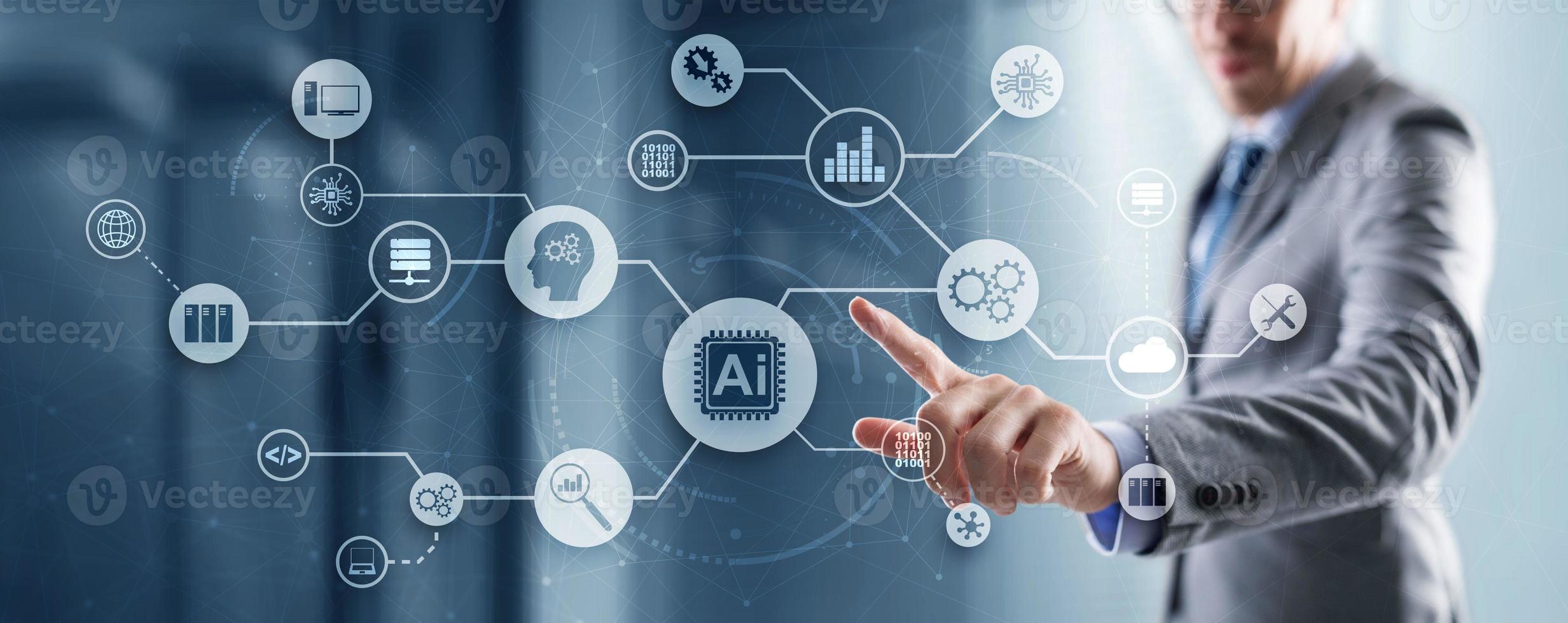 Artificial intelligence Machine Learning Technology Business Concept. Abstract city photo