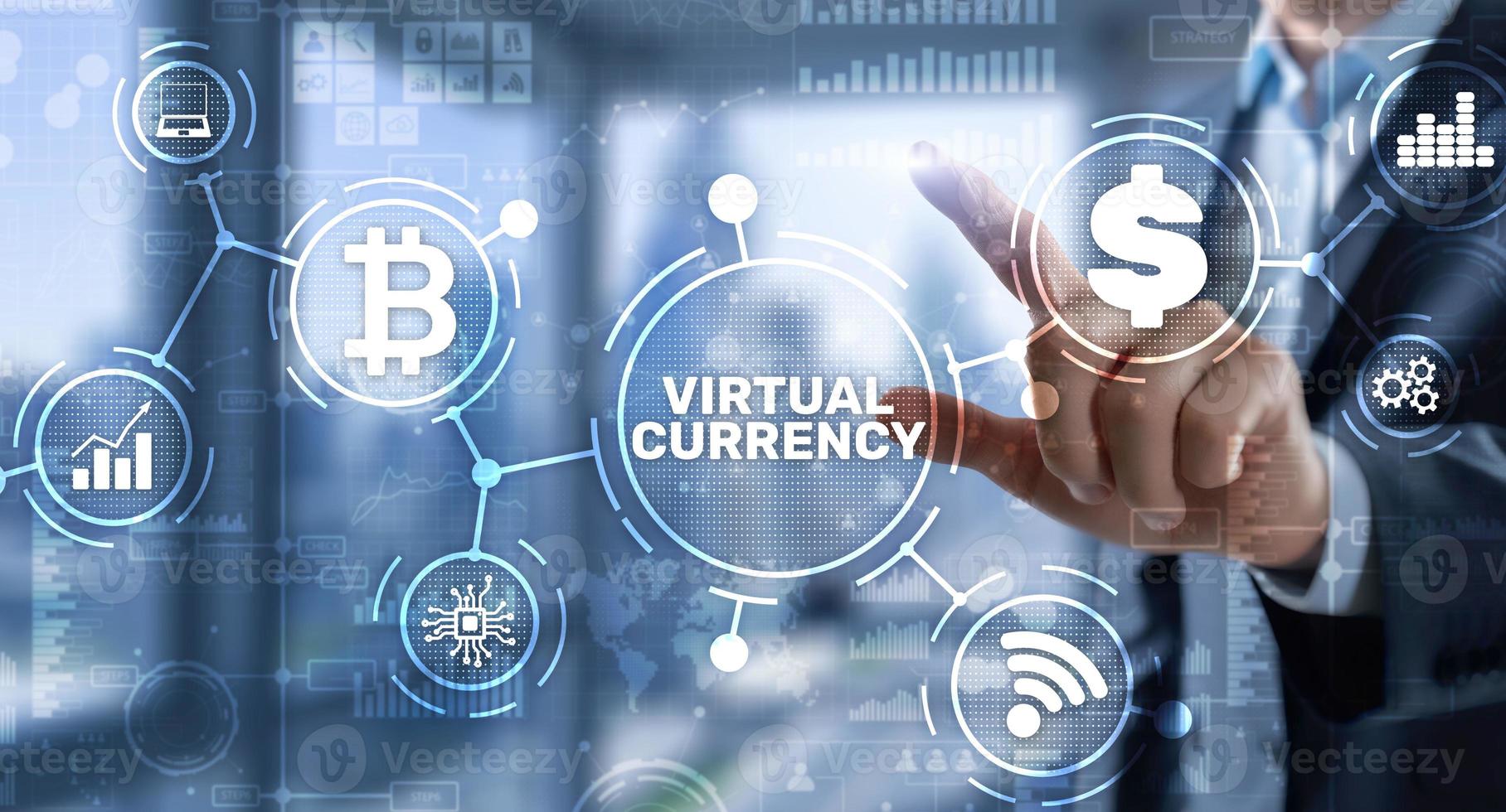 Virtual Currency Exchange Investment concept. Financial Technology Background photo