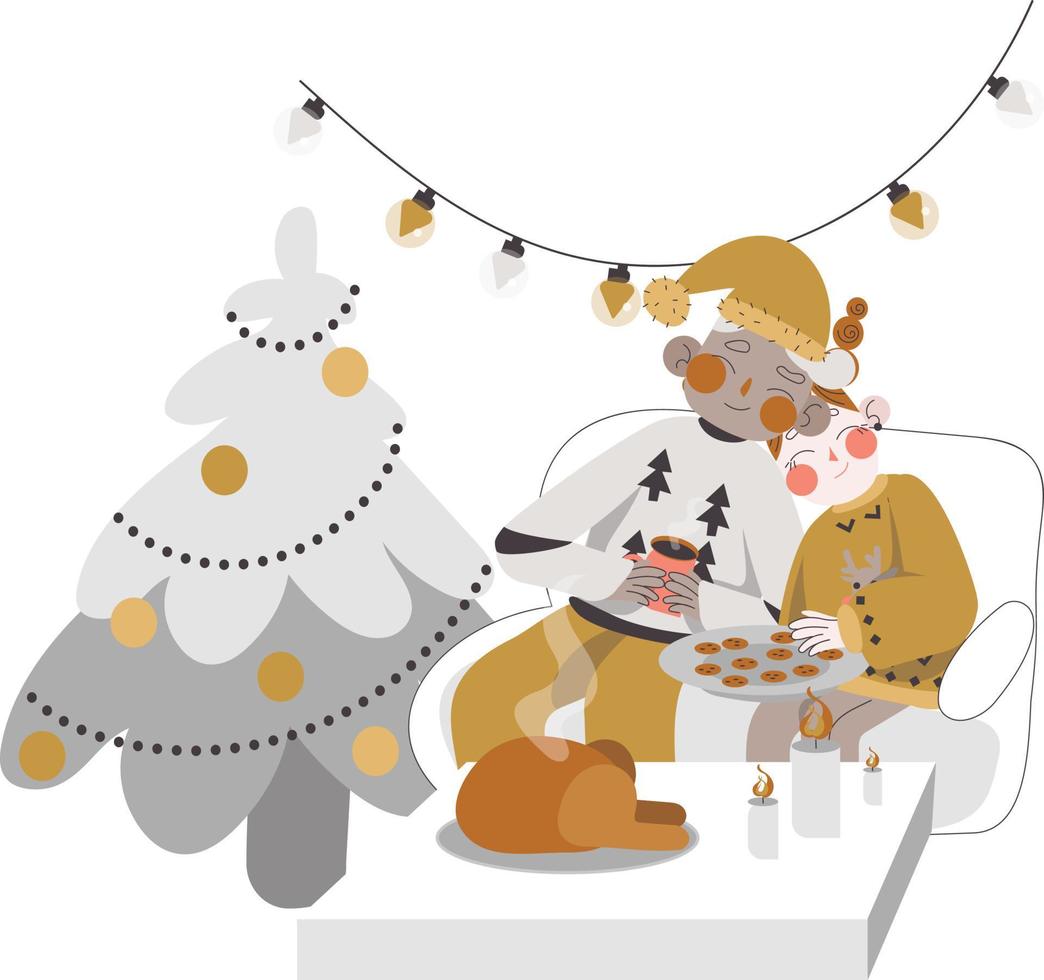 Eating at the Christmas table vector