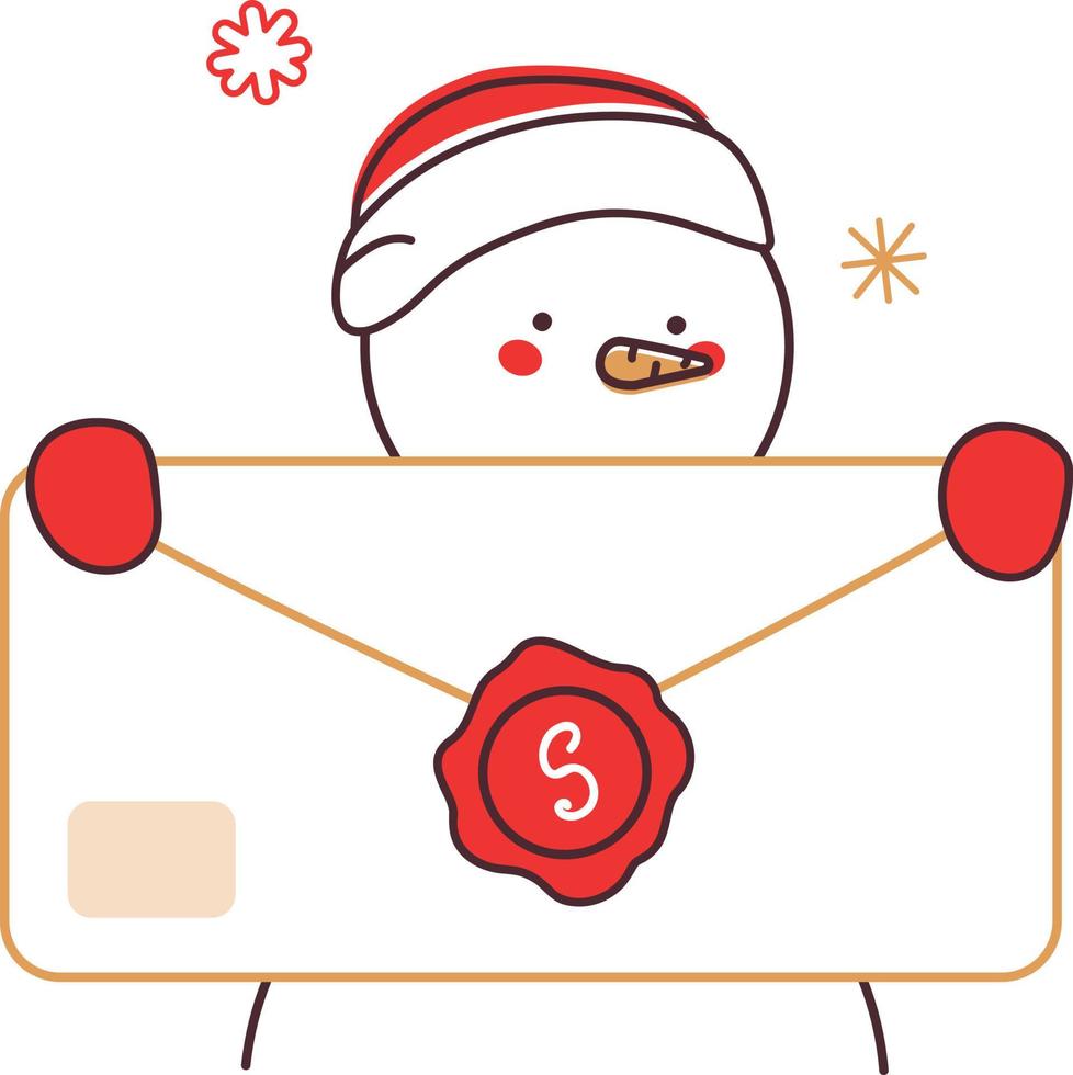 Snowman with new year mail vector