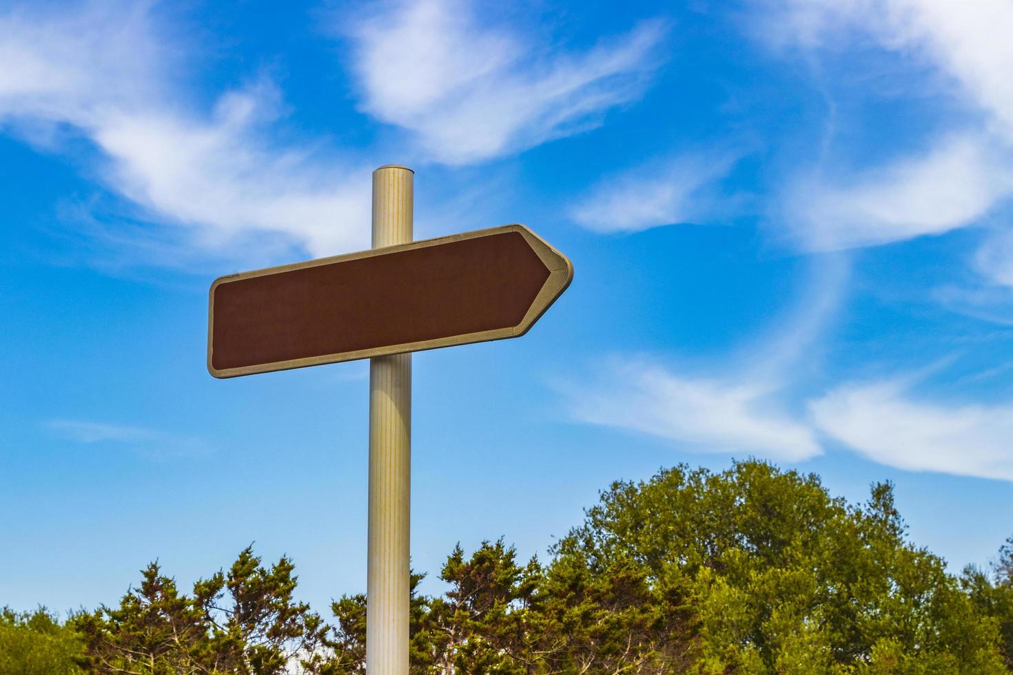 Brown blank directional sign in the nature of Spain. photo