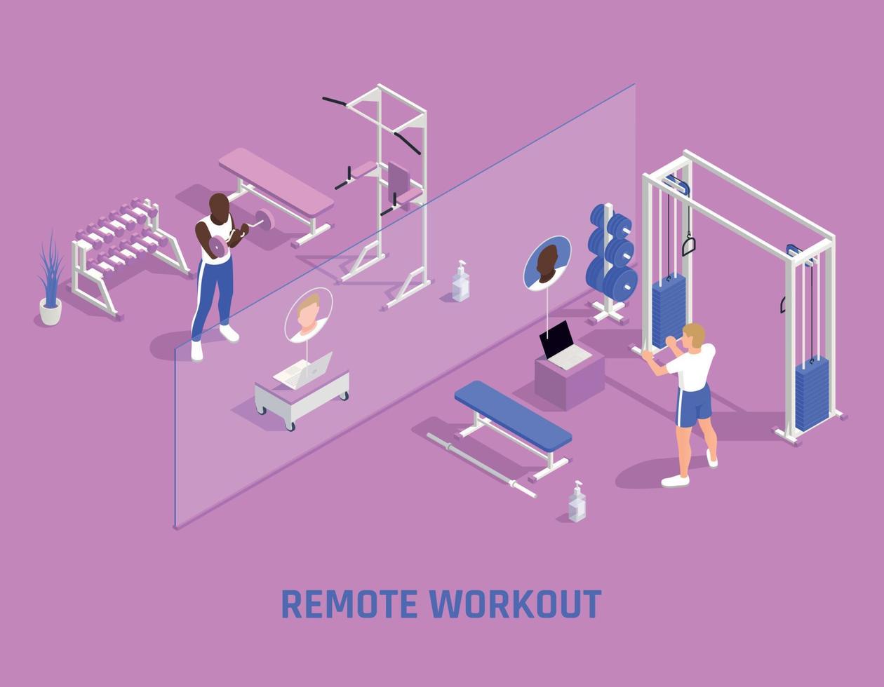 Remote Workout Isometric Composition vector