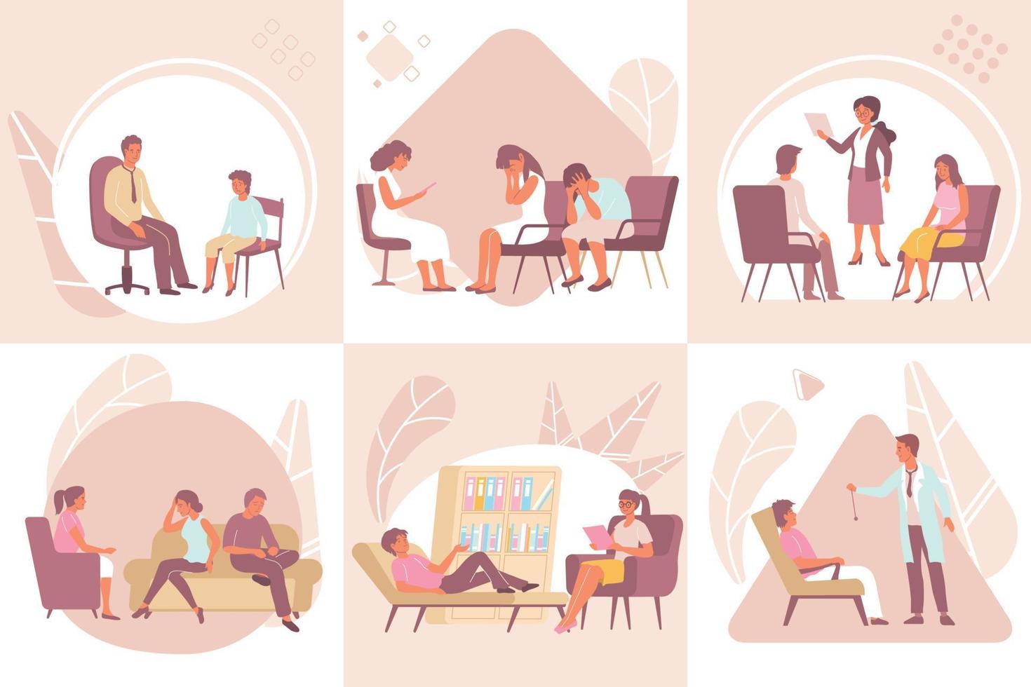 Psychology Flat Composition Set vector