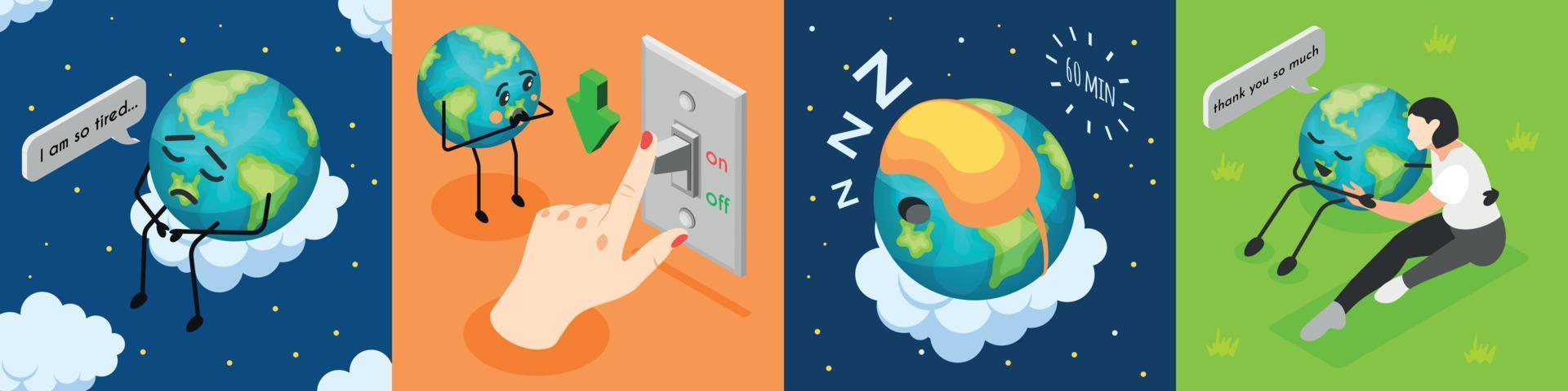 Earth Hour Composition Set vector