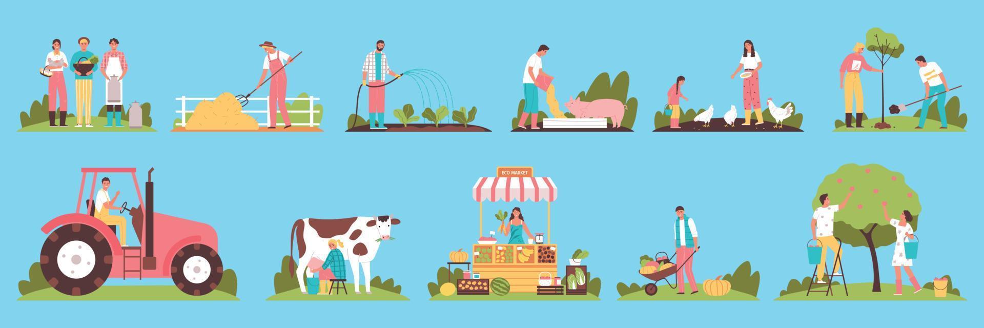 Farmers Flat Set vector