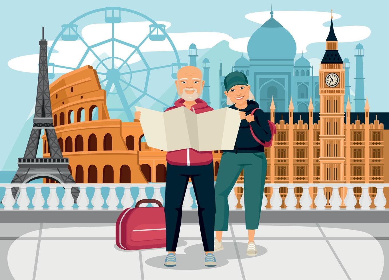 Elderly People Travel Composition vector