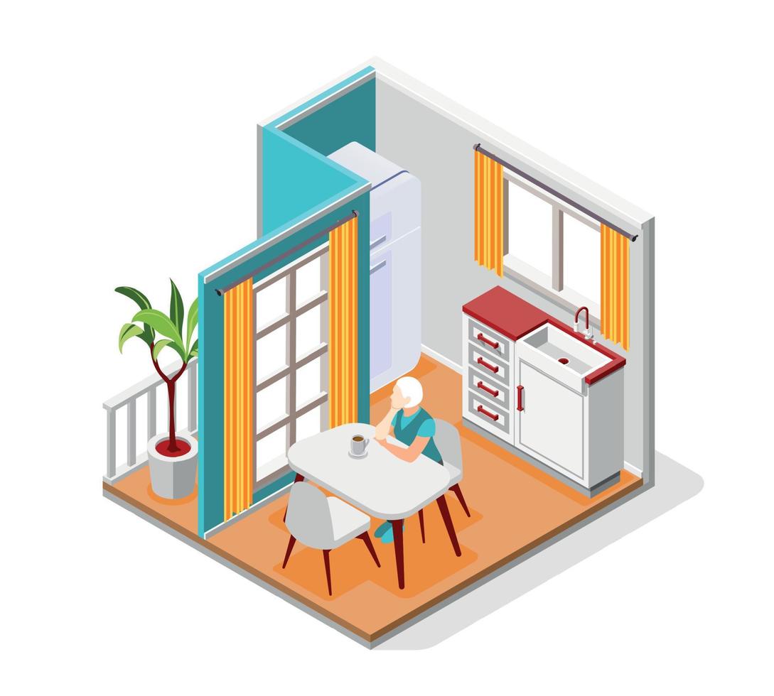 Loneliness Isometric Illustration vector