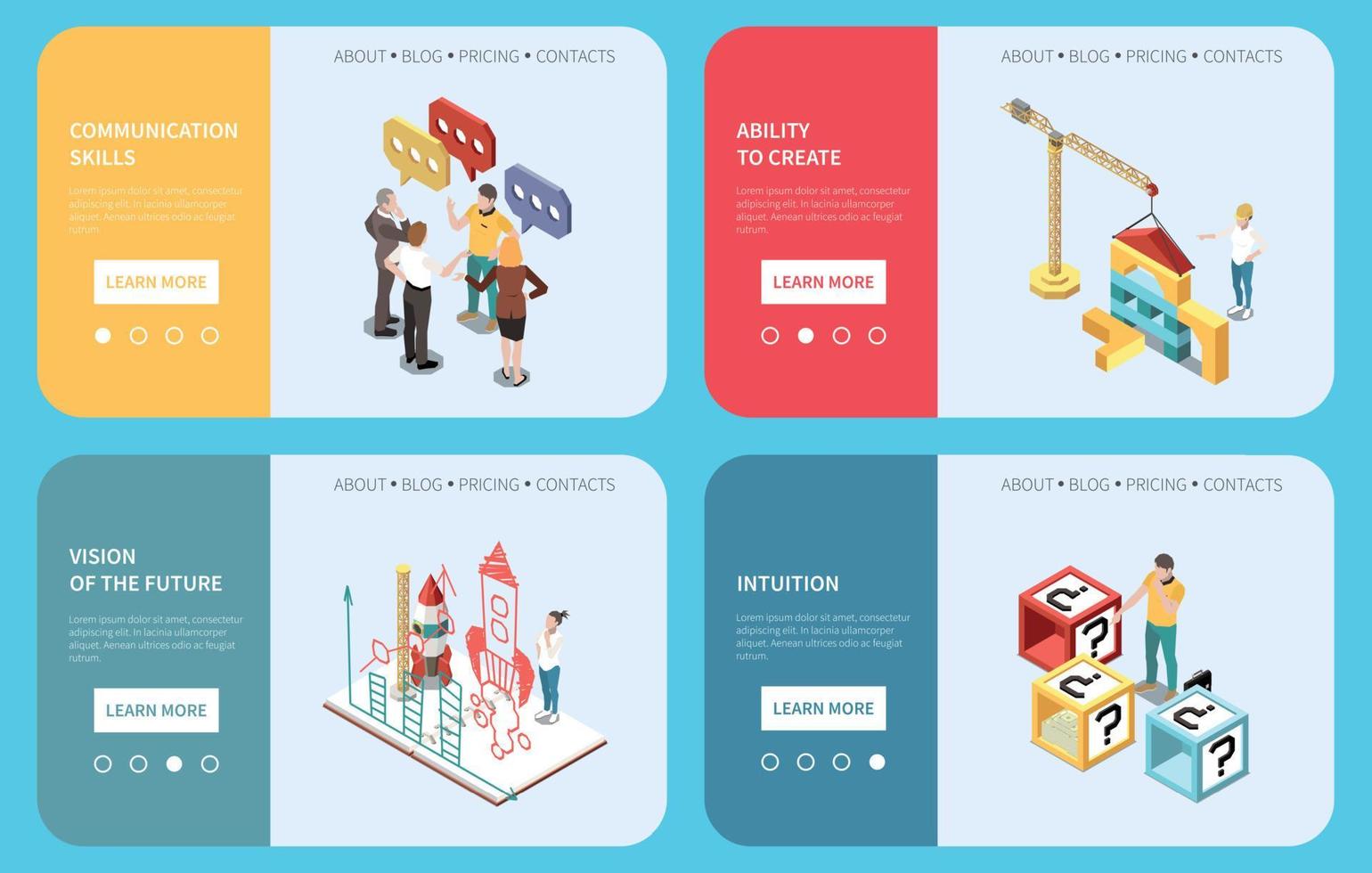 Entrepreneur Isometric Composition Set vector