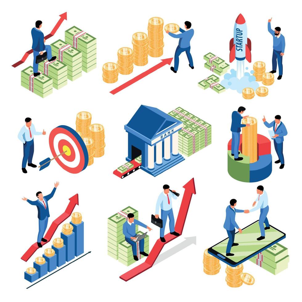 Partnership And Investment Isometric Set vector