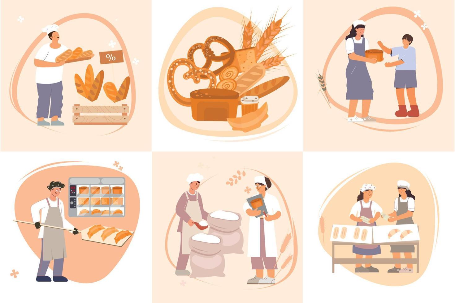 Bakery Composition Set Flat vector