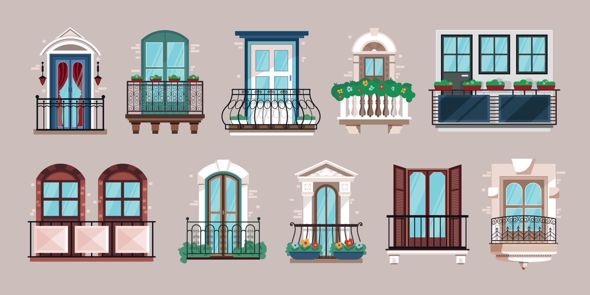 Balcony Horizontal Set vector