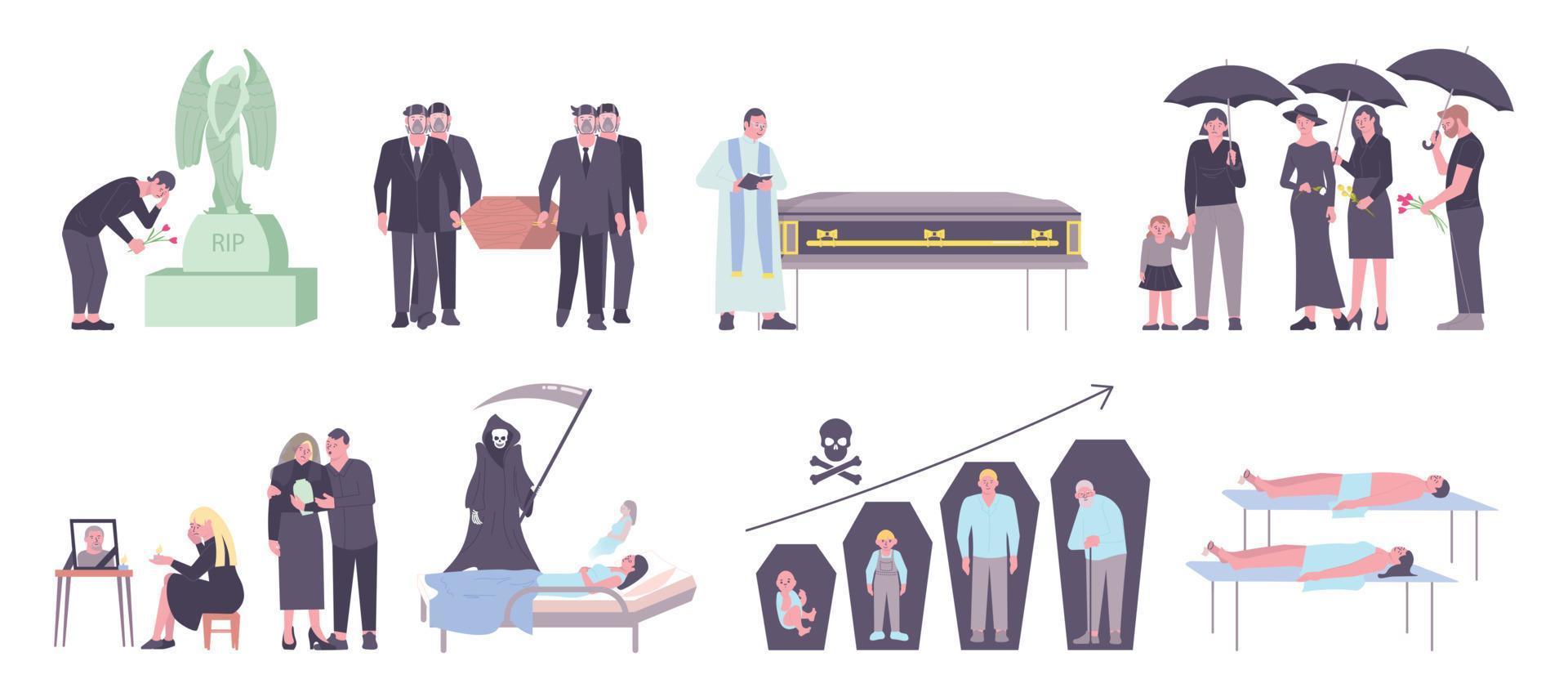 Death Flat Icons Set vector