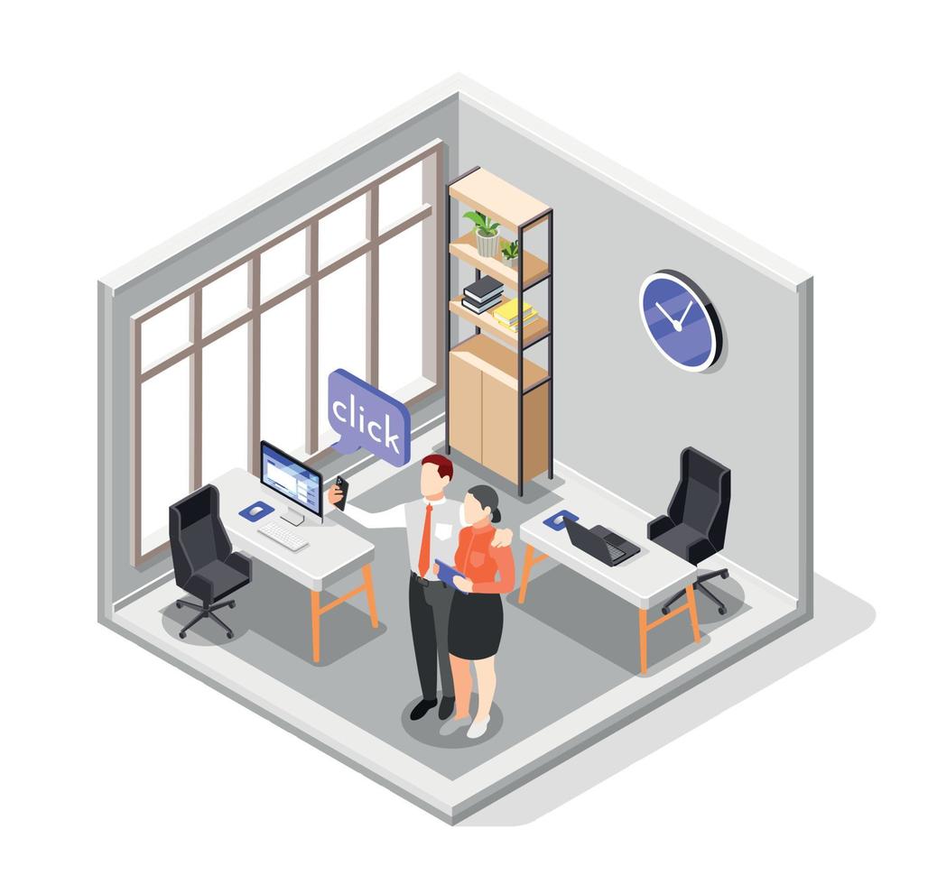 Selfie Day Isometric Colored Composition vector