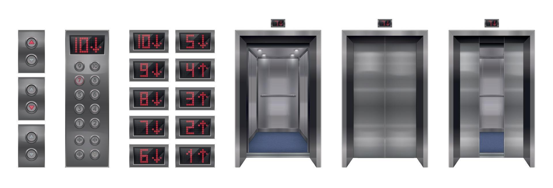 Elevator Realistic Elements Set vector