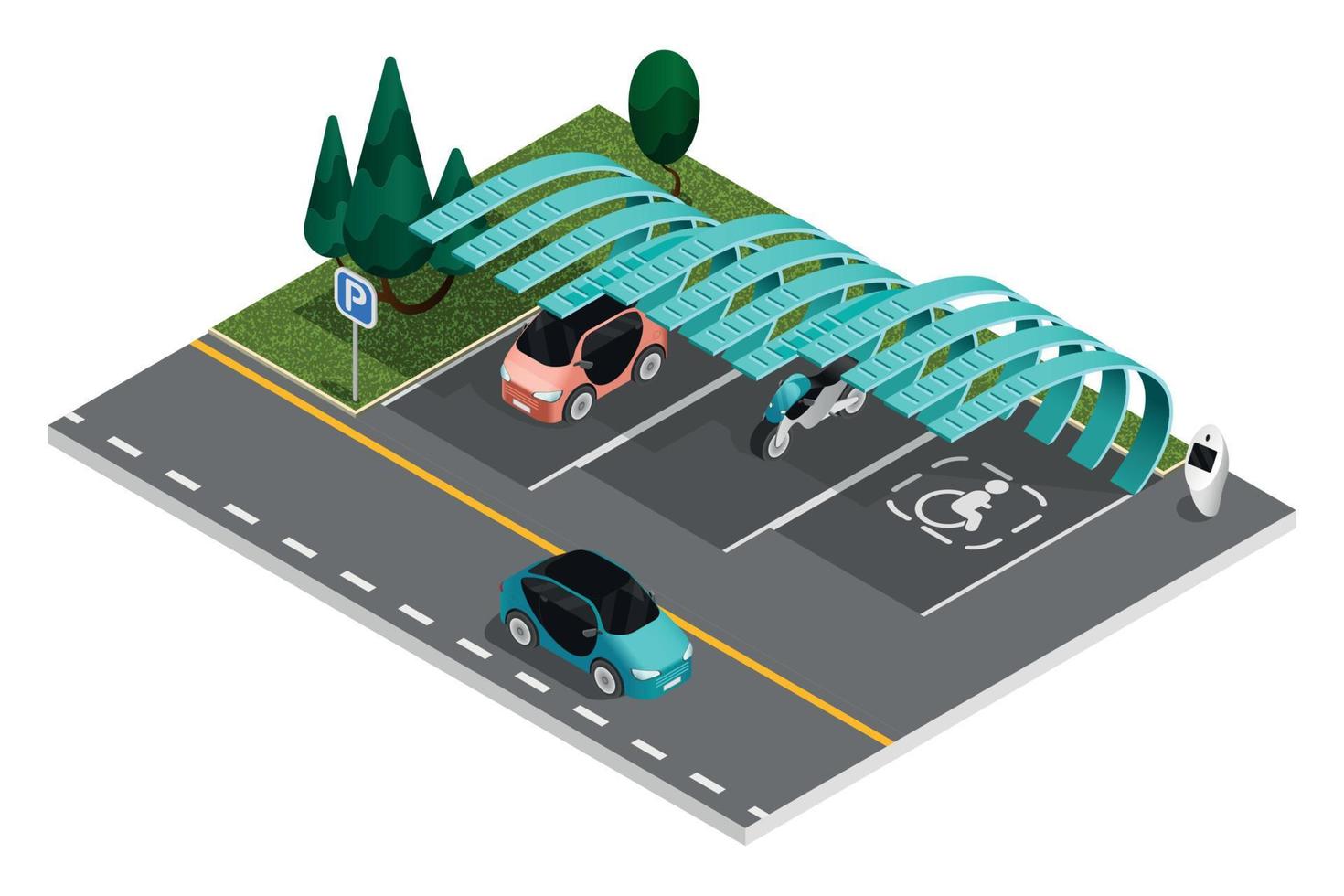 Parking Isometric Colored Composition vector